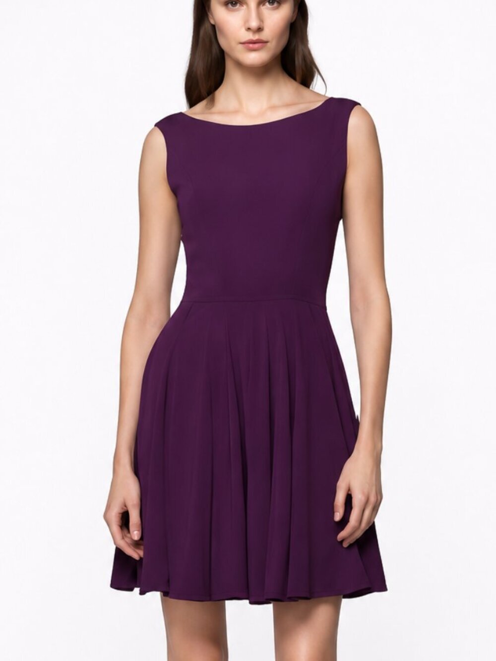 Theory Kaien Dress Sleeveless Plum Purple Fit-and-Flare Dress SZ 8